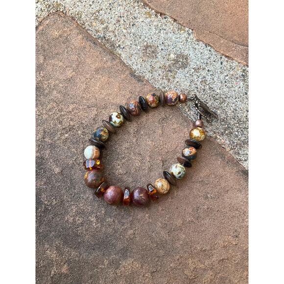 Hand Crafted Beaded Amber Bracelet - Picture 2 of 10